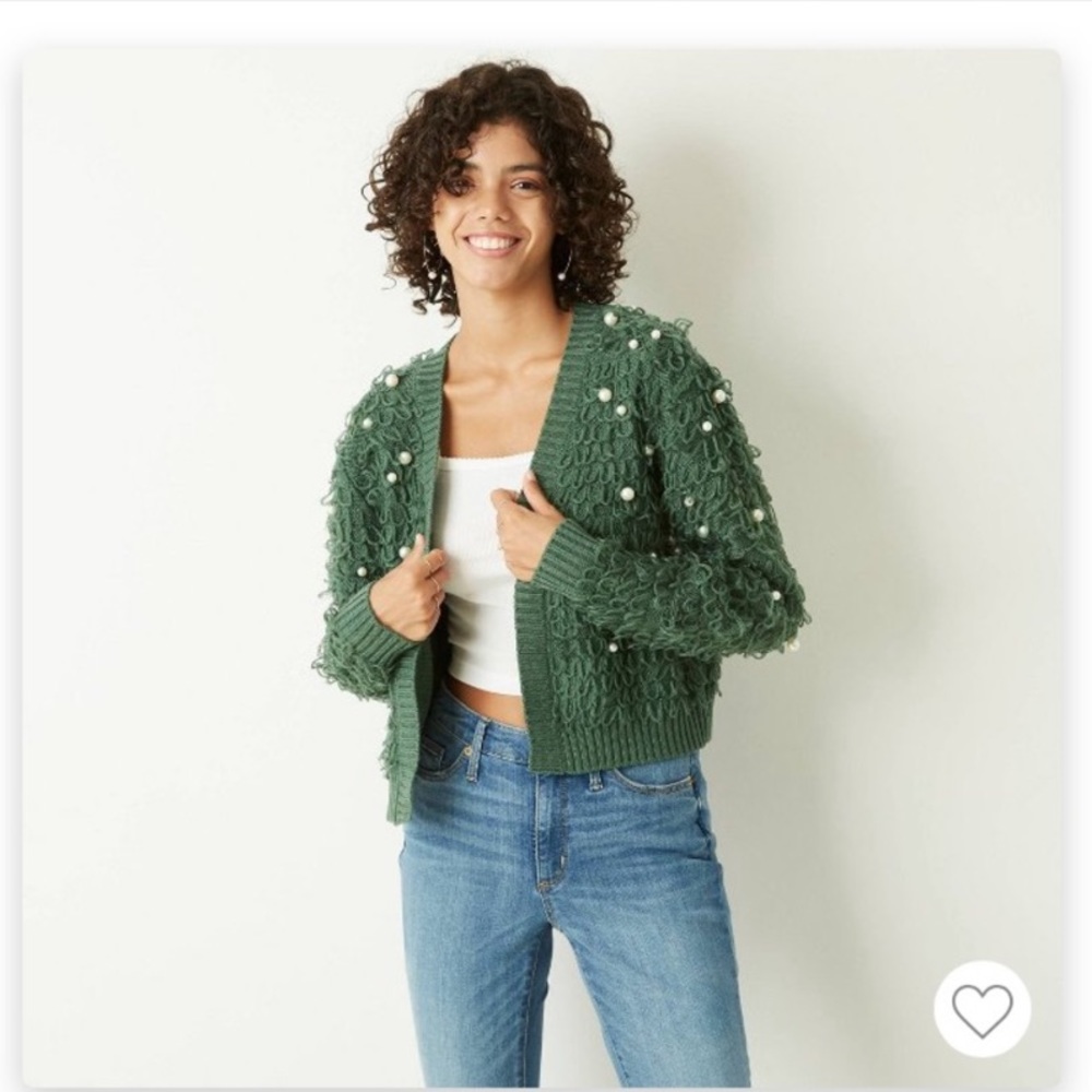 Never worn green holiday cardigan!
